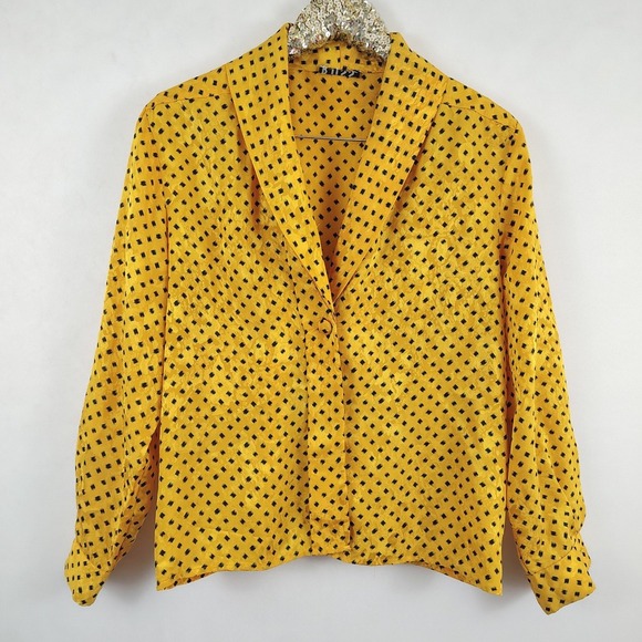 Vintage Tops - Vintage 80s 90s Russ Yellow Womens Yellow Plus Size Geometric Top